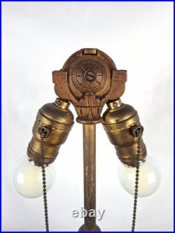Antique 1920s Pittsburgh Slag Glass Lamp Green Art Nouveau Cast Iron PLB&G
