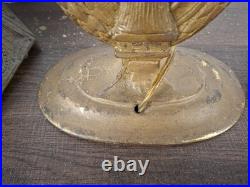 Antique 1920s Pittsburgh Slag Glass Lamp Green Art Nouveau Cast Iron PLB&G
