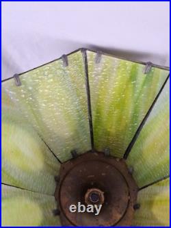 Antique 1920s Pittsburgh Slag Glass Lamp Green Art Nouveau Cast Iron PLB&G