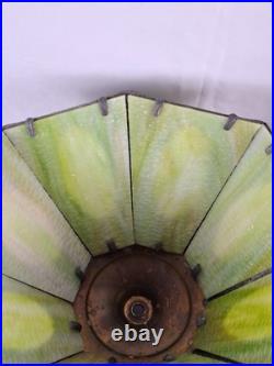 Antique 1920s Pittsburgh Slag Glass Lamp Green Art Nouveau Cast Iron PLB&G