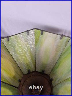 Antique 1920s Pittsburgh Slag Glass Lamp Green Art Nouveau Cast Iron PLB&G