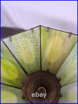 Antique 1920s Pittsburgh Slag Glass Lamp Green Art Nouveau Cast Iron PLB&G