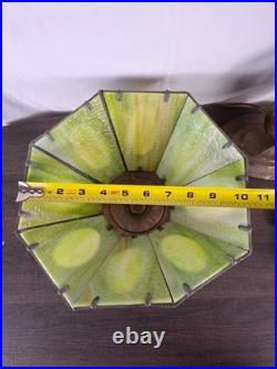 Antique 1920s Pittsburgh Slag Glass Lamp Green Art Nouveau Cast Iron PLB&G