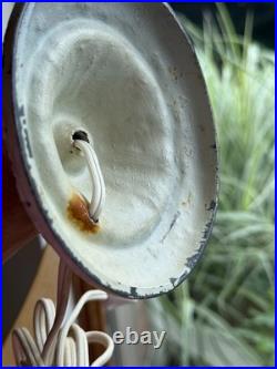 Antique 1920s Salem Bros Bell Shaped Slag Glass Boudoir Lamp 16H Ivory Metal