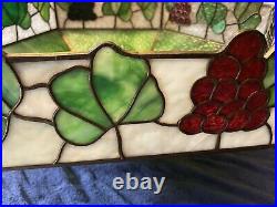 Antique 1930s Gorham Grape Stained Glass Lamp Tiffany Style Leaded Slag Glass