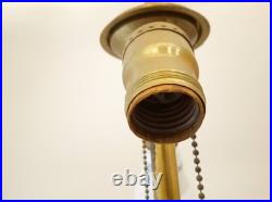 Antique 20s 30s cast iron goldtone table lamp slag glass shade 24 tall Antique 20s 30s cast iron goldtone table lamp slag glass shade 24 tall