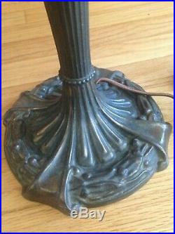 Antique 24 in Arts & Crafts Bradley & Hubbard era slag glass table lamp vintage