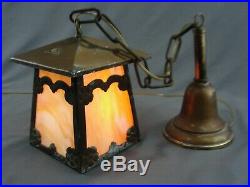 Antique 4 Panel Slag Glass Arts & Crafts Mission Light Lamp Porch
