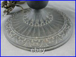 Antique 6 Panel Art Nouveau Era Caramel Slag Glass Iron Table Lamp Rewired 22H