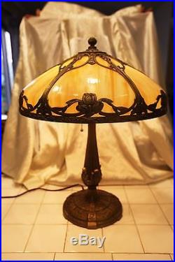 Antique 6 Panel Bent Victorian Caramel Marble Slag Stained Glass