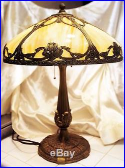 Antique 6 Panel Bent Victorian Caramel Marble Slag Stained Glass