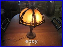 Antique 6 Panel Shade Slag Glass 24 Table Lamp Salem Brothers 1920s Rewired