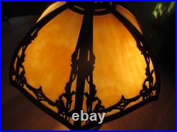 Antique 6 Panel Shade Slag Glass 24 Table Lamp Salem Brothers 1920s Rewired