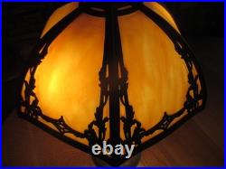 Antique 6 Panel Shade Slag Glass 24 Table Lamp Salem Brothers 1920s Rewired
