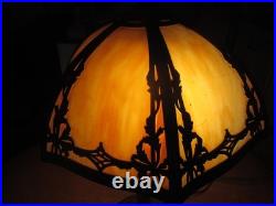 Antique 6 Panel Shade Slag Glass 24 Table Lamp Salem Brothers 1920s Rewired