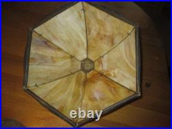 Antique 6 Panel Shade Slag Glass 24 Table Lamp Salem Brothers 1920s Rewired