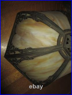 Antique 6 Panel Shade Slag Glass 24 Table Lamp Salem Brothers 1920s Rewired