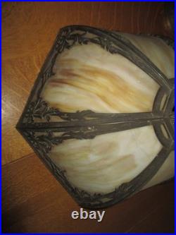 Antique 6 Panel Shade Slag Glass 24 Table Lamp Salem Brothers 1920s Rewired