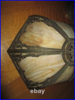 Antique 6 Panel Shade Slag Glass 24 Table Lamp Salem Brothers 1920s Rewired