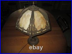 Antique 6 Panel Shade Slag Glass 24 Table Lamp Salem Brothers 1920s Rewired