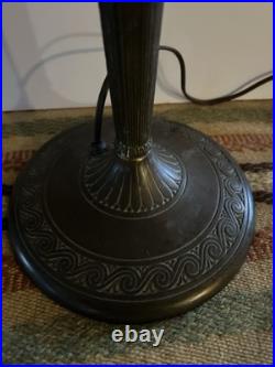 Antique 6 Panel Slag Glass Table Lamp