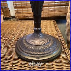 Antique 6-panel Slag Amber Glass Lamp 1685 Stamp Art Nouveau H 21 D 19 1/4