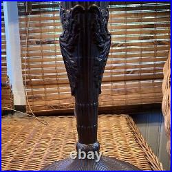 Antique 6-panel Slag Amber Glass Lamp 1685 Stamp Art Nouveau H 21 D 19 1/4