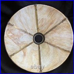 Antique 6-panel Slag Amber Glass Lamp 1685 Stamp Art Nouveau H 21 D 19 1/4