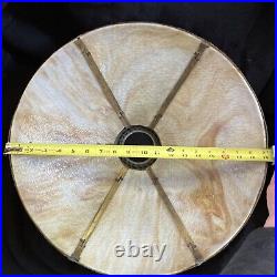 Antique 6-panel Slag Amber Glass Lamp 1685 Stamp Art Nouveau H 21 D 19 1/4