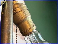 Antique 8 Panel Caramel Slag Glass Table Lamp Figural Ram Head Base Arts Crafts
