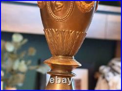 Antique 8 Panel Slag Glass Table Lamp Arts & Crafts Neoclassical 23.5 Signed
