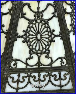 Antique 8 Panel Slag Stained Glass Filigree 1920s Lamp Shade #S1