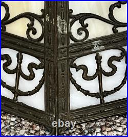 Antique 8 Panel Slag Stained Glass Filigree 1920s Lamp Shade #S1