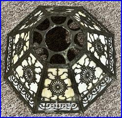 Antique 8 Panel Slag Stained Glass Filigree 1920s Lamp Shade #S1