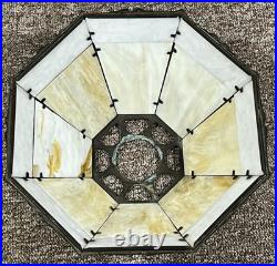 Antique 8 Panel Slag Stained Glass Filigree 1920s Lamp Shade #S1