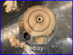 Antique 8 Panel Slag Stained Glass Table Lamp Male & Female Cherubs Parts