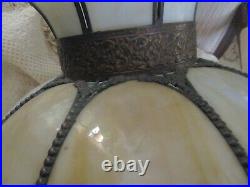Antique 8-Panel Swag Stained Slag Glass Hanging Lamp Shade ART DCEO