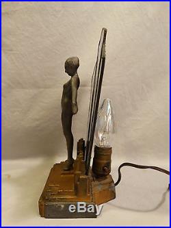 Antique ART DECO Era FRANKART Figural NUDE LADY Statue SLAG GLASS Boudoir LAMP