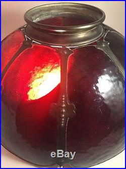 Antique Amber Blown Slag Glass Lamp Shade Arts & Crafts 16 Stunning