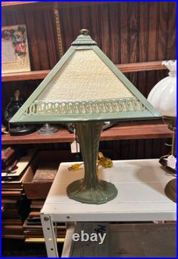 Antique Amber Slag Glass Table Lamp Amber slag glass is textured #4907