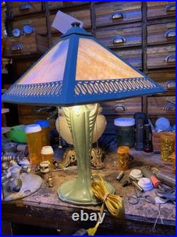 Antique Amber Slag Glass Table Lamp Amber slag glass is textured #4907