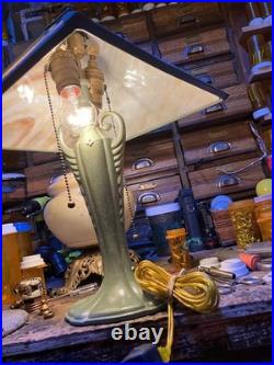 Antique Amber Slag Glass Table Lamp Amber slag glass is textured #4907
