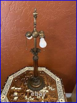 Antique Amber Swirl Glass Lamp For Slag Stained Glass Shade Handel Tiffany Era