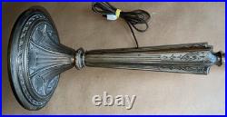 Antique American Arts & Crafts Bronze Slag Glass 8 Panel Table Lampe