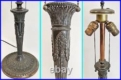 Antique American MILLER Leaded Stained Slag GLASS BIRD Shade LAMP Handel Era
