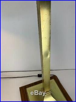 Antique Art Deco 20s 30s Era Brass Slag Glass Table Lamp Bradley Hubbard