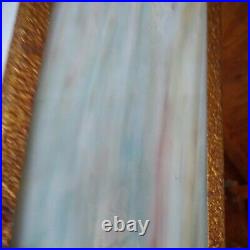Antique Art Deco 3 Arm Brass Hanging Slag Glass Lamp! Blue, Lavender, White, Vtg Antique Art Deco 3 Arm Brass Hanging Slag Glass Lamp! Blue, Lavender, White, Vtg