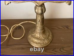 Antique Art Deco 6 Panel Boudoir Bronze Lamp-missing Slag Glass-For Repair