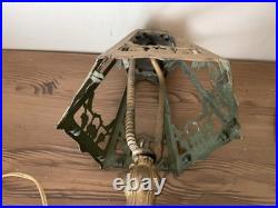 Antique Art Deco 6 Panel Boudoir Bronze Lamp-missing Slag Glass-For Repair