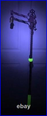 Antique Art Deco Akro Agate Jadeite Uranium Slag Glass Cast Floor Lamp Works EUC